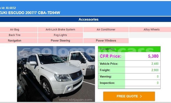 Buy Used Suzuki Escudo White Car in Honiara in Guadalcanal Buy Used Suzuki Escudo White Car in Honiara in Guadalcanal